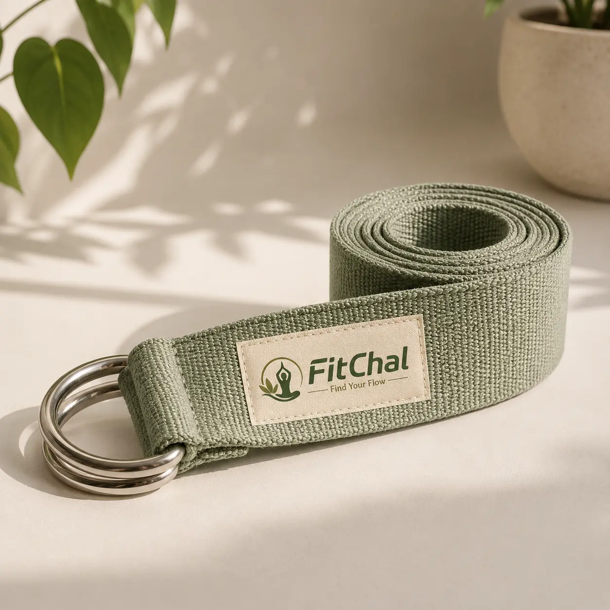 Adjustable Cotton Yoga Strap for Stretching